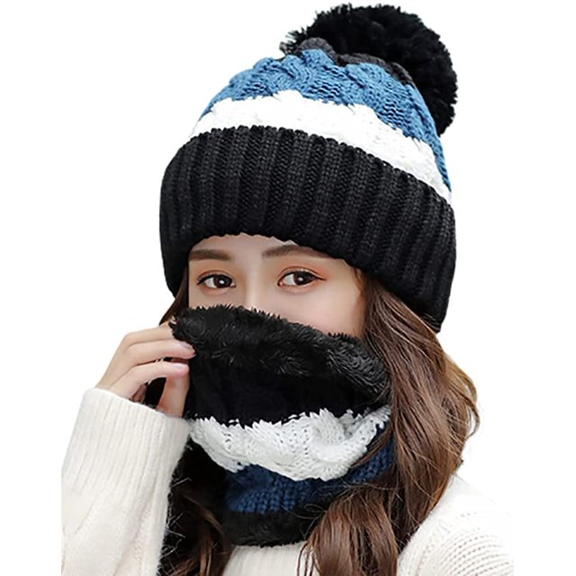 LinYooLi Ensemble Bonnet et Foulard d'Hiver pour Femmes, Doux et Moelleux, Multicolore, Bearies, Bonnet Décontracté