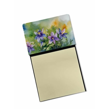 Colorado Rocky Mountain Columbine in Watercolor Sticky Note Holder 3.25 in x 5.25 in