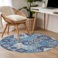 thumbnail image 4 of Round Rugs 3 Ft, Blue Boho Geometric Non Slip Area Rugs for Kitchen Bedroom Entryway, Ethnic Aztec Abstract Traditional Art Washable Carpet Runner Rug Floor Mats for Bedroom Home Decor, 4 of 8