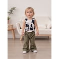 thumbnail image 5 of BemeyourBBs Toddler Baby Boy Girl Cow Print Vest Jacket Vintage Western Cowboy Outfit Cowgirl Vest PU Leather Cowprint Vest Open Front Jacket Sleeveless Waistcoat, 5 of 9