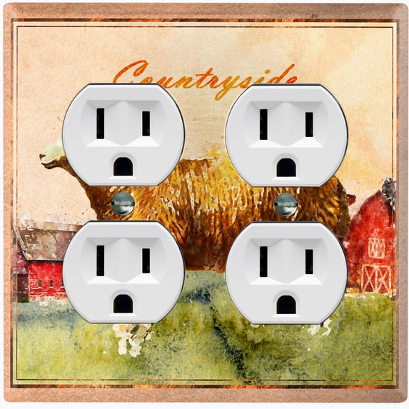 Metal Light Switch Plate Cover Countryside Sheep Animal Farm ANM008