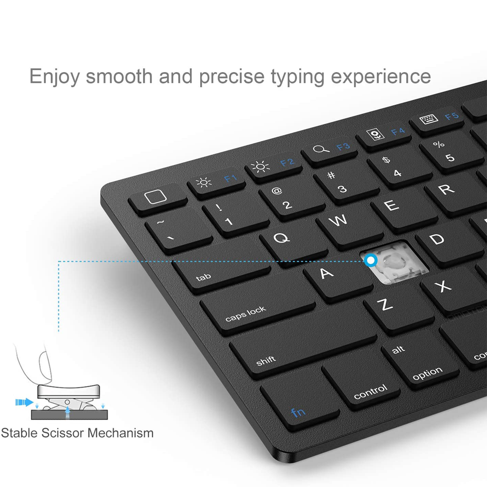 Slim Wireless Keyboard, 2.4 GHz 78-key Mini Wireless Keyboard with USB Receiver for Windows 10/8/7 / Vista / XP and Android BLACK - image 5 of 8