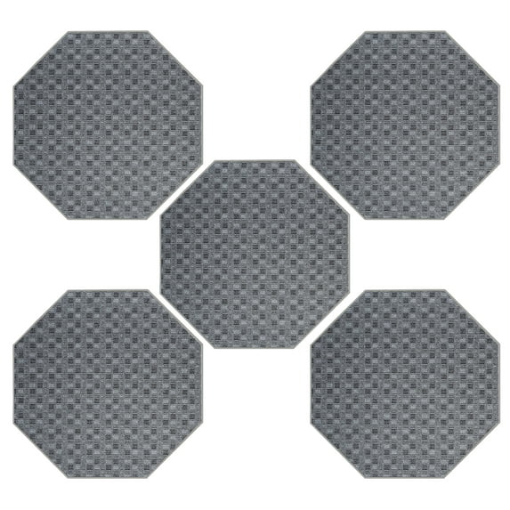 Furnish My Place Abstract Indoor/Outdoor Commercial Black Color Rug, Pet-Friendly, Baby Nursery Mat, Home Décor Rug for Living Room, Playroom, Made in USA, 2' Octagon - Set of 5