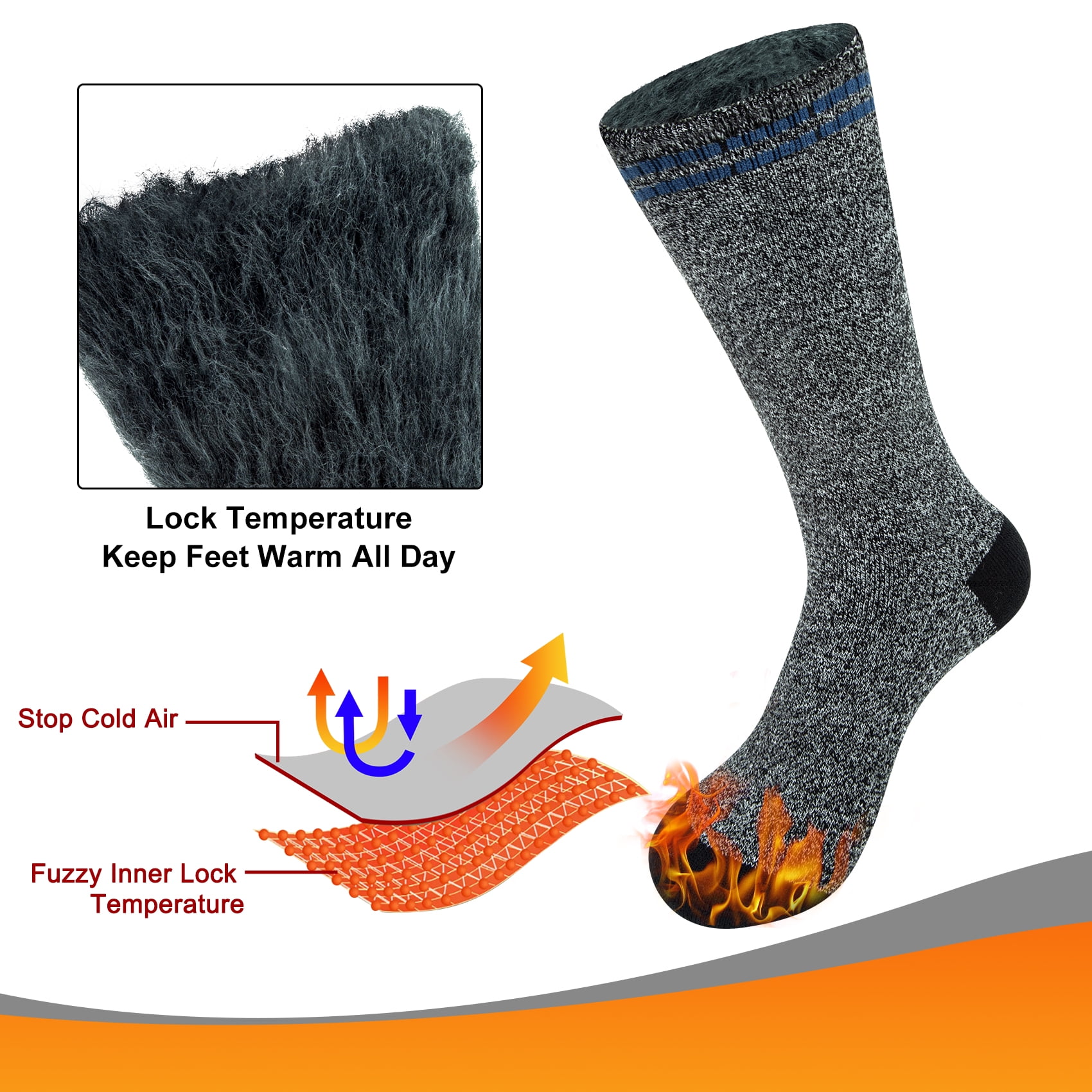 KOITHOT 3 Pack Thermal Socks for Men & Women, Thick Warm Winter Socks for Cold Weather