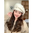 thumbnail image 6 of Deago Women French Beret Hat Knit Warm Beanie Cap Classic Solid Color Autumn Winter Hats (White), 6 of 8