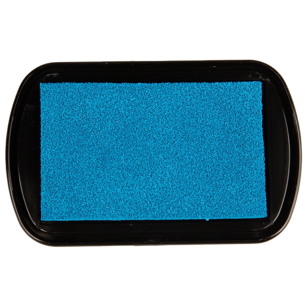 Craft County Pigment Ink Stamp Pad – Refillable Ink Pad in 15+ Colors – Raised Edges for Larger Stamps – Cyan