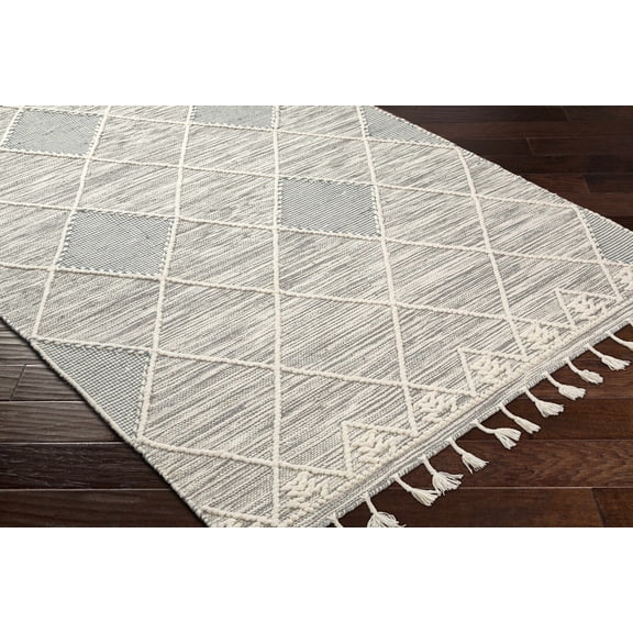 Hauteloom Bicos Wool Living Room, Bedroom Area Rug - Bohemian, Transitional - Charcoal, Cream, Gray - 2' x 3'