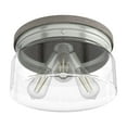 thumbnail image 5 of Hunter - Devon Park 3-light Brushed Nickel, Medium Size Flush Mount Light, Dimmable, Rustic Style, Round Shaped, for Bedrooms, Dining, Living Rooms - 19152, 5 of 7