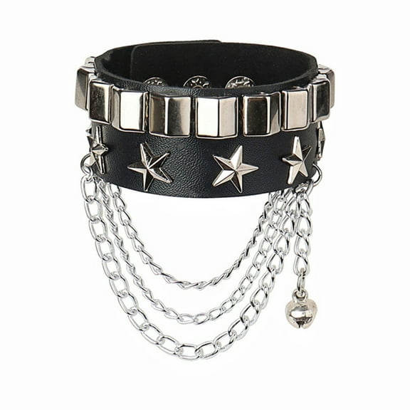 Men Vintage Star Spikes Rivet Gothic Wide Cuff Bracelets For Women Jewelry