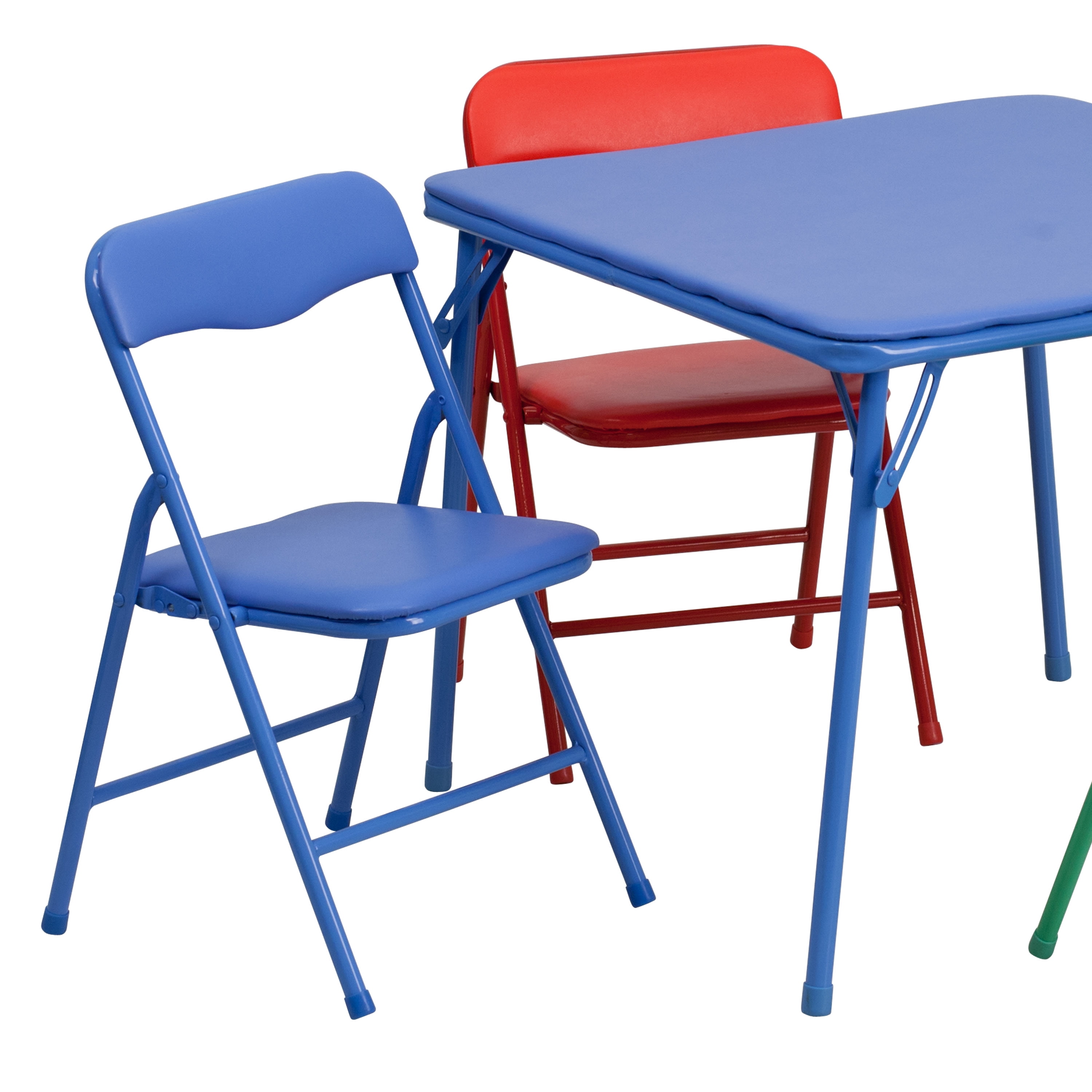 (3 pack) Emma + Oliver Kids 5-Piece Classroom Folding Table and Chairs Set, Multicolor