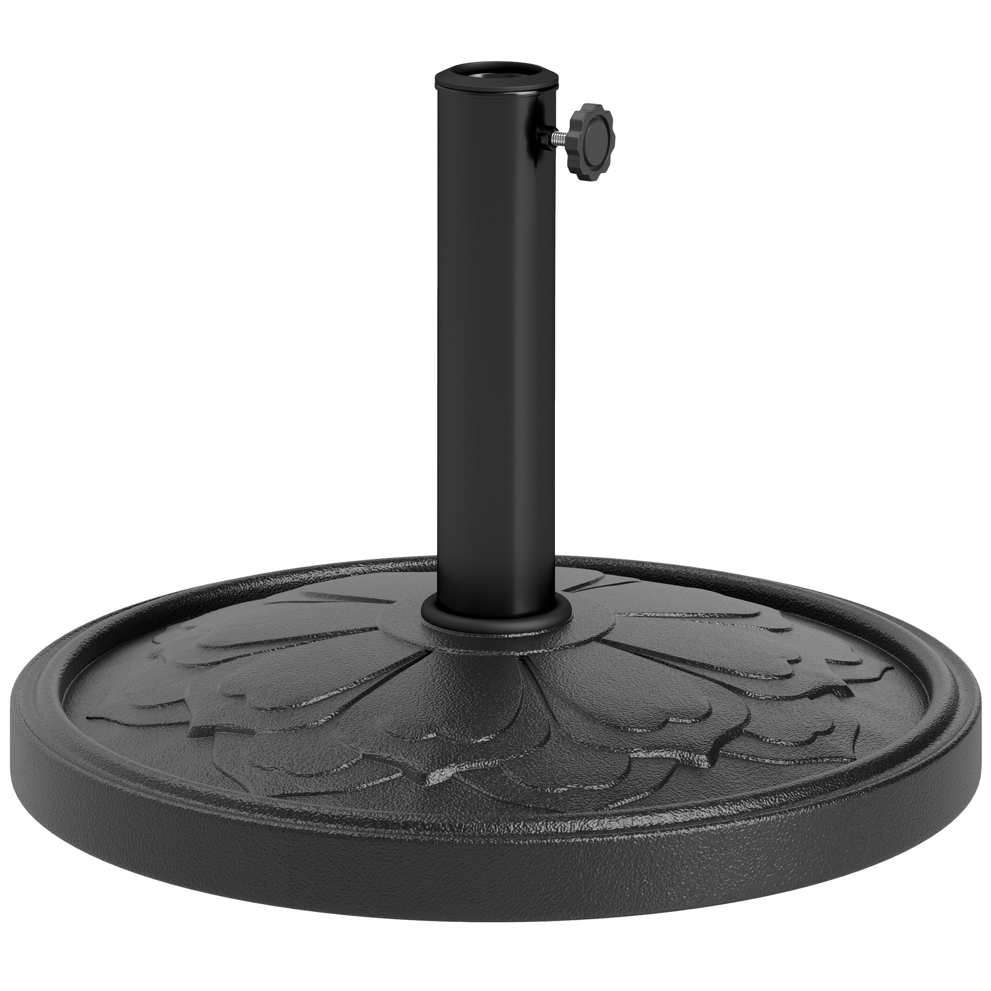 Outsunny Round Patio Umbrella Base, 26 lbs Resin Umbrella Stand Base, Patio Umbrella Stand for 1.3"/1.5"/1.9" Poles for Outdoor Lawn Poolside, Black
