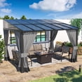 thumbnail image 5 of Kullavik 10' × 12' Hardtop Gazebo for Patio, Wall-Mounted Lean to Gazebo Pergola with Sloping Roof and Durable Aluminum Frame, Large Heavy Duty Awnings for Decks Backyard, Grey, 5 of 9