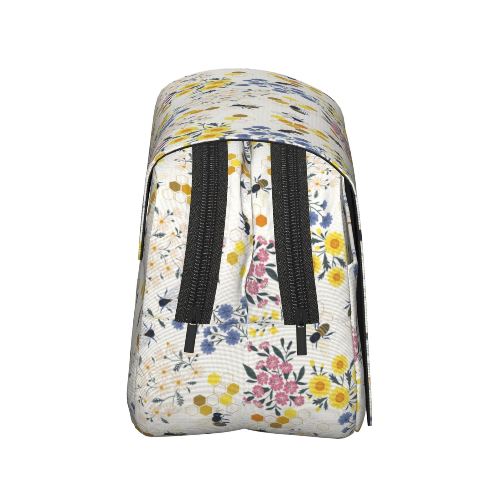 Rateoe Wildflower Honeybee Pattern Double Clamshell Pen Case, Storage Organizer with Two Zipper Compartments– Holds Up to 50 Pencils & Pens