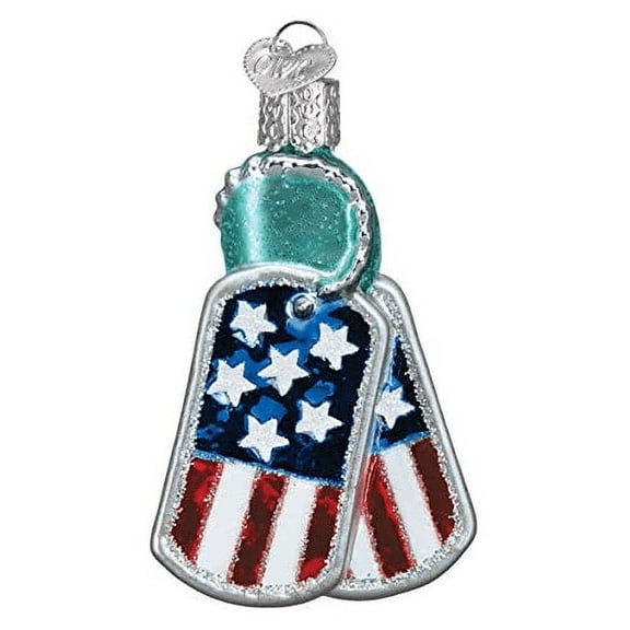 Old World Christmas Blown Glass Ornament for Christmas Tree, Military Tags