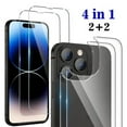 thumbnail image 1 of Film Économiseur d'Écran en Verre Mat Doux 4en1 Trempé et Arrière pour iPhone 11 12 13 14 Pro Max, 1 of 5
