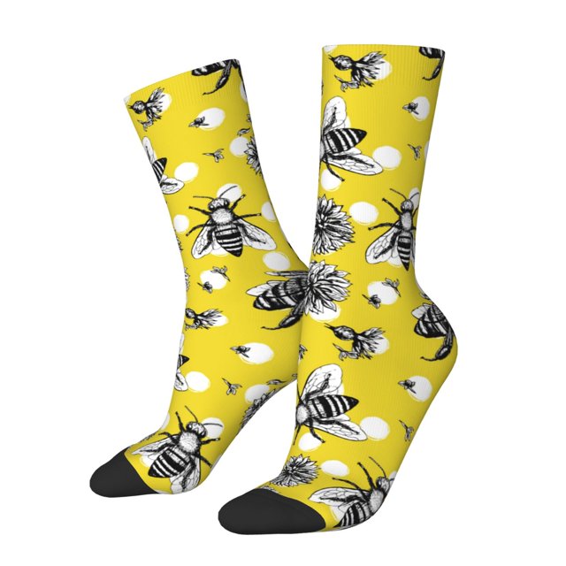 Balery Honeybee Calcetas Largas con Estampado para Hombre y Mujer – Suaves y Transpirables, Talla Única (US 5-11)