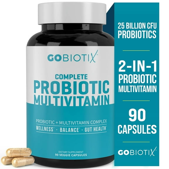 GoBiotix Probiotic Multivitamin for Women & Men, Immune & Digestive Support, Gluten-Free, 90 Capsules