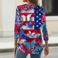 thumbnail image 6 of 4th of July Shirts for Women Plus Size 3/4 Sleeve Tshirts Casual Red White and Blue Print Pullover Independence Day Patriotic Tops USA 250th Anniversary Celebration Party V Neck Blouses Red L, 6 of 6