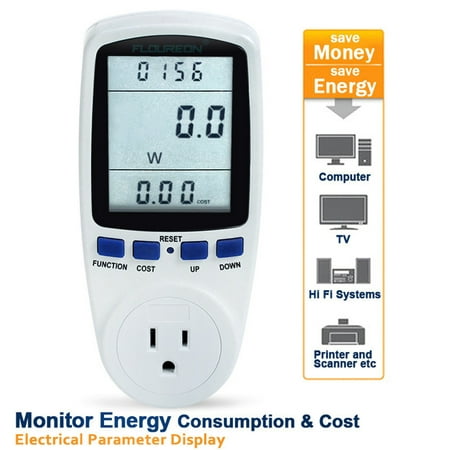 FLOUREON Power Meter Plug, Energy Electricity Usage Monitor with LCD (Best Electricity Usage Monitor)