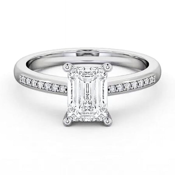 Meryn Jewel 2.1 Ct Emerald Cut Diamond Ring - 14K White Gold Plated Bridal Ring - Engagement Diamond Jewelry for Women's - Wedding Rings On Clearance Sale
