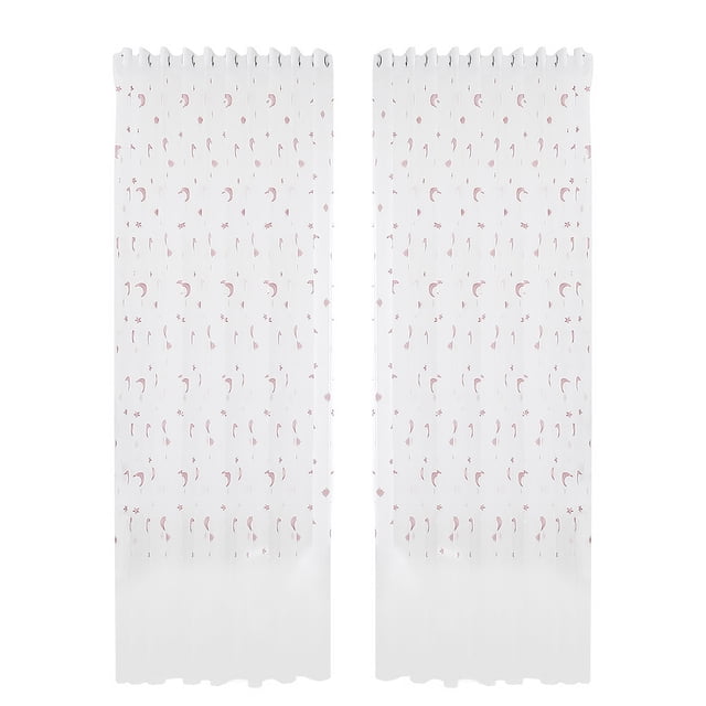 Cortina transparente bordada, cortina de gasa de ventana semi sombreada para balcón, dormitorio, comedor, 140x260 cm, rosa, 2 piezas Scienceny LF0160-06B*2