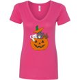 thumbnail image 3 of Inktastic Halloween Kitties in Pumpkin Women's V-Neck T-Shirt, 3 of 5