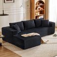thumbnail image 4 of TEWLOSS 105" No-Assembly L-Shaped Sectional Sofa with Dual Cup Holders - Modular Cloud Couch, Deep Seating Upholstered Sofa for Living Room Bedroom, Left/Right Chaise & Sleeper, Gray, 4 of 11
