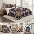 thumbnail image 6 of Twin Quilt Set 68''x86'', Navy Blue Boho Lightweight Bedspread Coverlet Set with 2 Pillow Shams, Contemporary Abstract Ethnic Vintage Geometric Breathable All Season Quilt Bedding for Dorm/Bedroom, 6 of 9