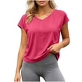 thumbnail image 2 of TGSLY Open Back Workout Crop Tops for Women Dressy Casual V Neck Short Sleeve Athletic Shirts Relaxed Fit Tie Back Solid Color Gym Running Yoga Tees L, 2 of 8
