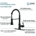 thumbnail image 3 of BWE Kitchen Sink Faucet with Deck Plate Oil Rubbed Bronze with Pull Down Sprayer 3 Spray Modes Single Handle Singe Lever High Arc Kitchen Faucet Lead-Free Farmhouse Commercial Bar Kitchen Faucets, 3 of 9