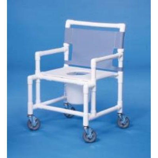 PVC Shower Commode Chair with Mesh Backrest, 24" Seat