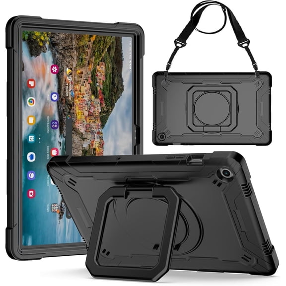 elitegadget Case for Samsung Galaxy Tab A11  Plus 11 Inch (SM-X230/X236) 2026 Released - Dual Layer Protective Heavy Duty Impact Resistant Case Cover with Rotating Ring Stand (Black/Black)