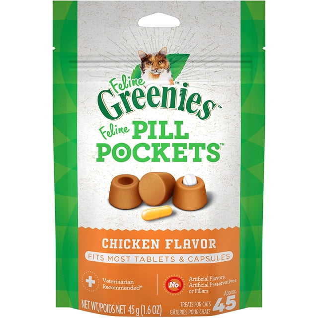 Pastilleros para Píldoras para Gato Hecho de Ingredientes Naturales 45 Unidades Sabor Pollo Greenies GPG-3359