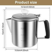 Jetcloudlive Stainless Steel Coffee Percolator 6-Cup Camping Coffee Pot with Glass Knob Portable Percolator Coffee Pot for Campfire or Stove Top Coffee Making
