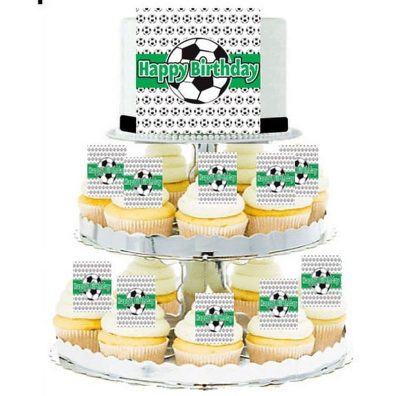 Soccer Edible Photo Toppers & Edible Cupcake Decoration Kit
