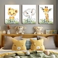 thumbnail image 2 of JANS.NO1 Nursery Wall Art Safari Animal poster Prints Boy Baby Room Decor Poster Toddler Room Decoration Minimalist Boho Jungle Painting Pictures Set of 3 for Kids Bedroom Bathroom Framed, 2 of 6