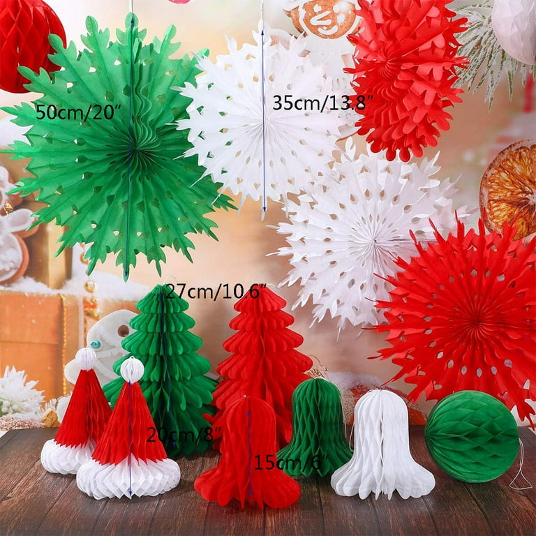Augper Clearance Christmas Honeycomb Decorations Assorted Paper