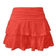 thumbnail image 4 of MIXUE Skirts For Women Summer Floral Embroidery Solid Color Ruffled Elastic High Waist A Line Mini Tennis Skirt Holiday Wear,Red,M, 4 of 4