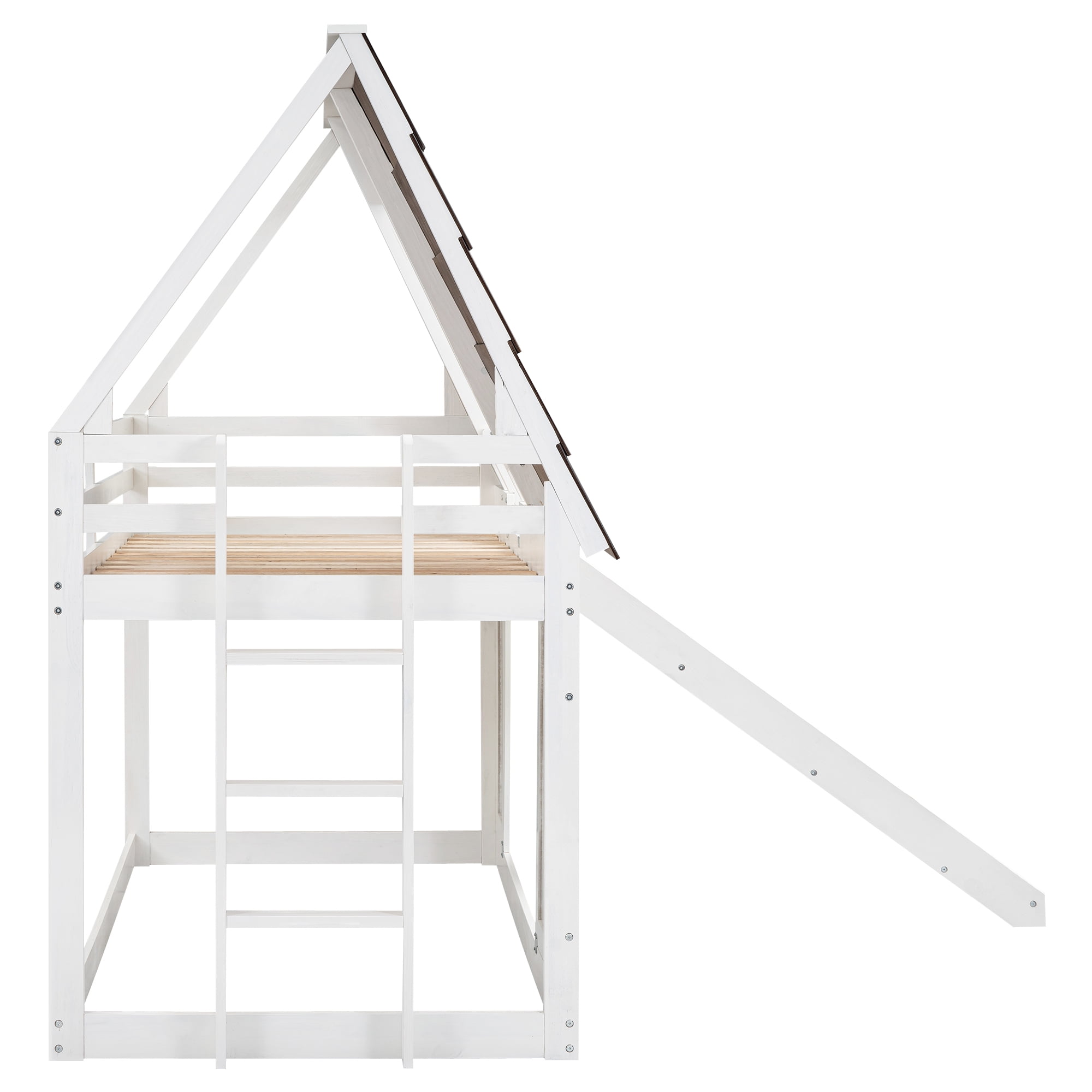 Euroco Pine Wood Bunk Bed, Twin for Kids Teens Bedroom, White