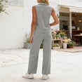thumbnail image 4 of Mifsaly Women Track Suits 2 Piece Set Sleeveless V Neck Tops and Drawstring Straight Leg Pants with Pockets Soft Comfortable Casual Athletic Workout Matching Lounge Outfits Gray,XL, 4 of 8