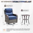 thumbnail image 2 of Planntonneo Outdoor Patio Swivel Rocker Chairs Set of 4 with 6-Inch Thick Cushion and 2 Rattan Table, 6pcs Wicker Patio Conversation Set for Porch Balcony Deck, Grey/Blue, 2 of 10