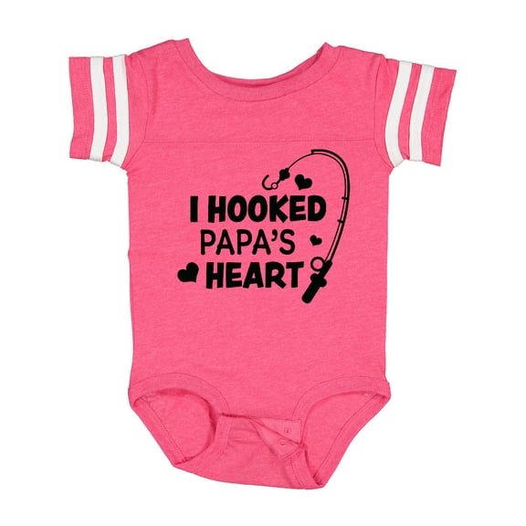 Inktastic I Hooked Papa's Heart with Fishing Rod Boys or Girls Baby Bodysuit