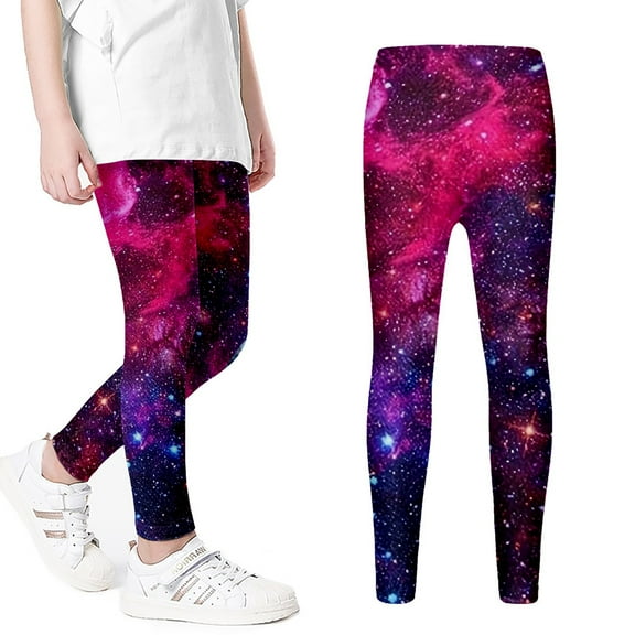 Tiijoy Leggings for Girls Galaxy Print Stretch Yoga Pants High Rise Skinny Fit Trousers