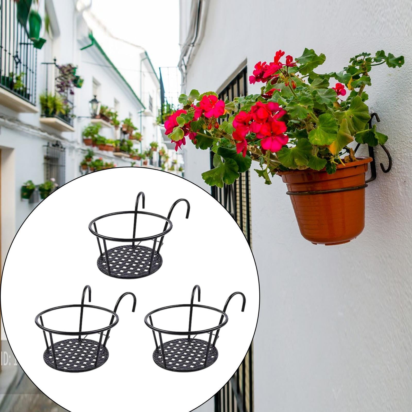 simhoa 3x Hanging Planter Basket Above The Rail Flower Pot Holder Around Hanging Railing Planters for Window Courtyard Outdoors in The Interior Outdoors Black