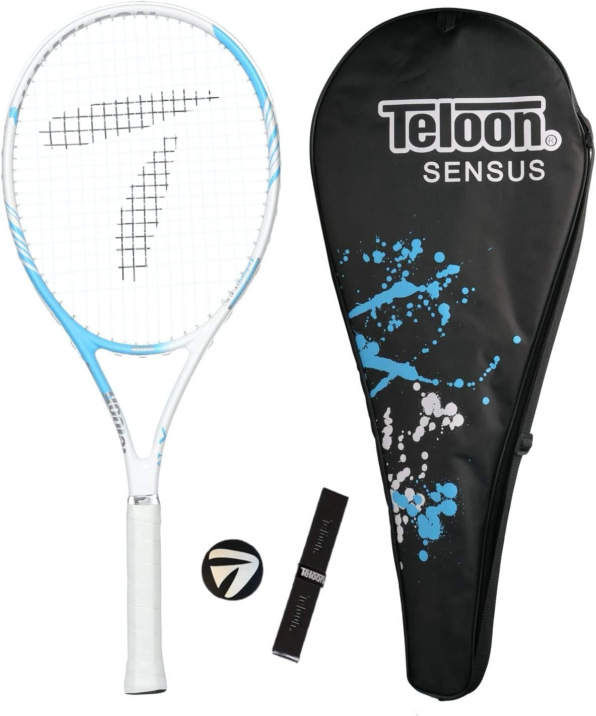 Teloon Sensus Series | Adult Tennis Racquet, Women Tennis Racket Includes Bag Cover, Shock Absorber, Tennis Grip (Sky Blue)
