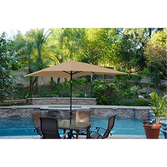 Jeco 10' Aluminum Market Patio Umbrella with Crank in Brown