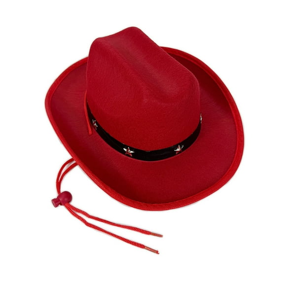 RUISINERY Kids Western Pork Pie Hat With Star Studs Adjustable Strap For Ages 3-12 Outdoor And Party Wear