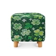 thumbnail image 2 of SCRAWLGOD St. Patrick's Day Shamrock Clover White Green Stretch Ottoman Cover, Ottoman Slipcover Sofa Cover Footstool Protector Storage Ottomans Covers Furniture Protector Washable Square Slipcover, 2 of 7