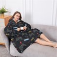 thumbnail image 5 of Oversized Wearable Blanket Hoodie,Black Controllers Games Labels Black Pattern Sherpa Blanket Hoodie with Super Pockets,Super Warm Fuzzy Pullover for Women & Men, 5 of 6