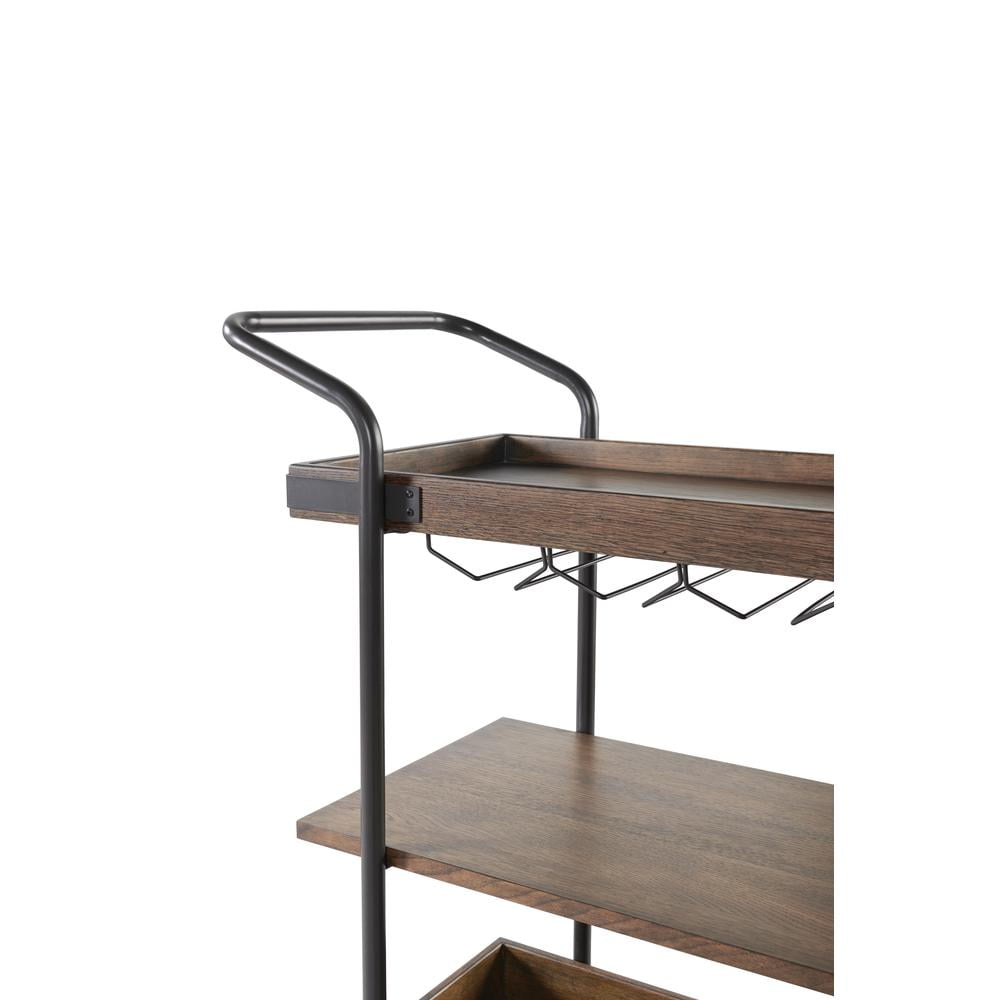 Alaterre Kyra 32"L Oak and Metal Bar Cart
